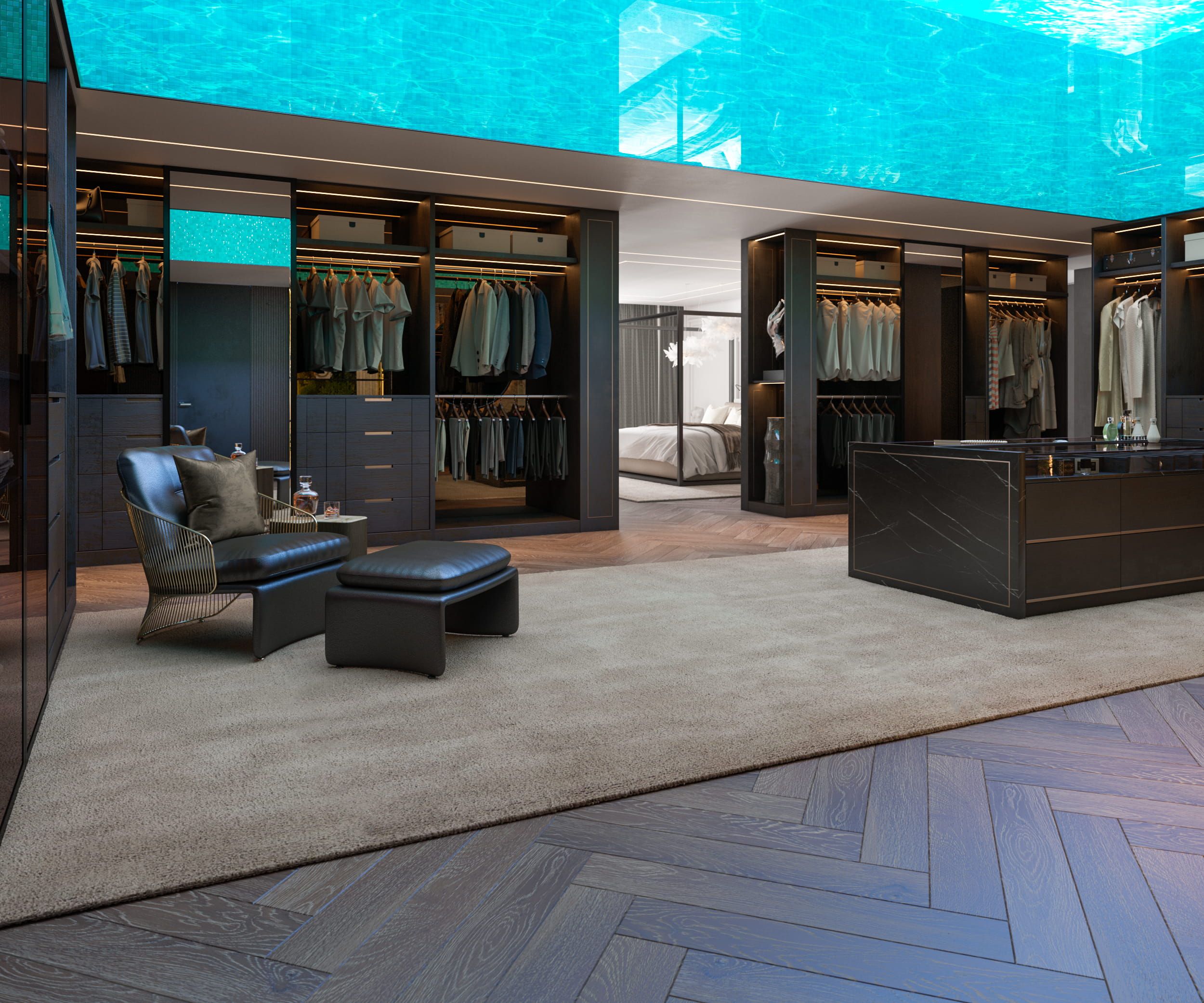 dressing room with swimming pool