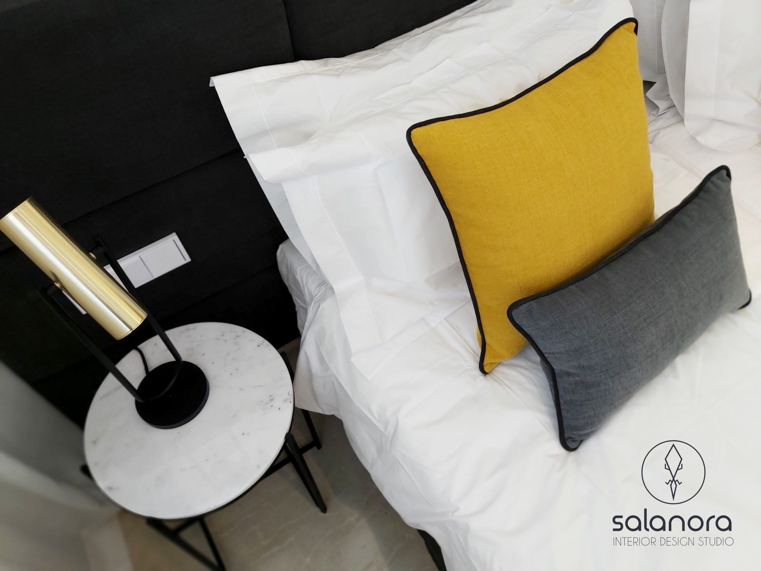 yellow cushion bedroom